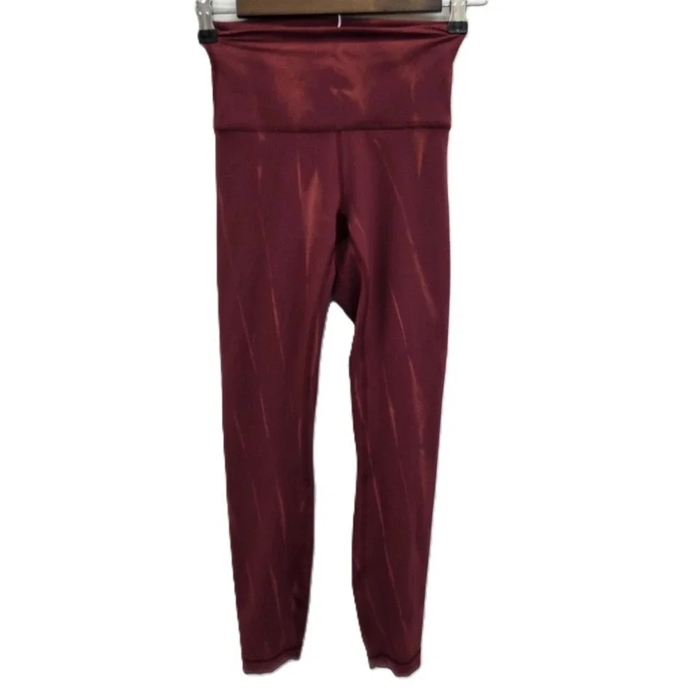 Lululemon Wunder Train Womens 2 Burgundy High Rise Leggings‎ Everlux Yoga Pants